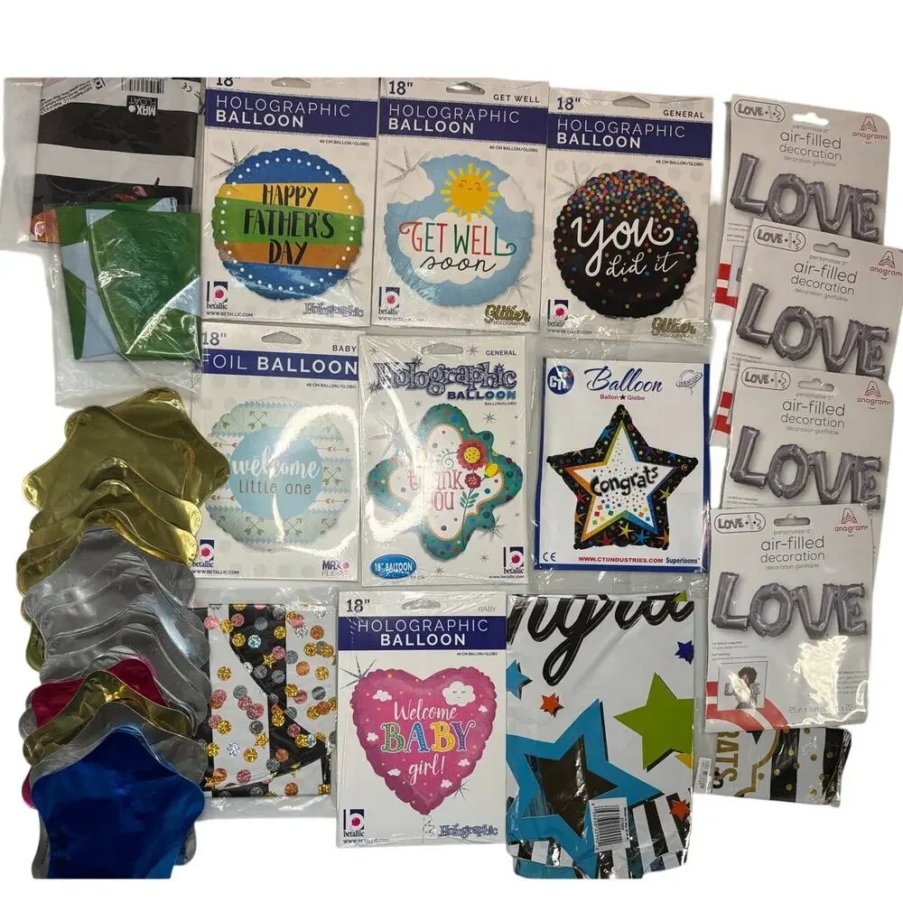 Mixed Lot of 37 Foil & Holographic Balloons Party Supplies Balloon Business
